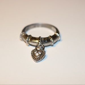 Judith Ripka Sterling Silver Dangle Heart Ring